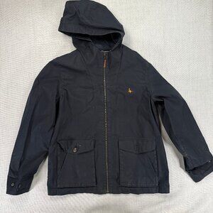 Jack Wills Black Utility Jacket Hooded Cotton Outdoor Zip Front Pockets Coat XXL